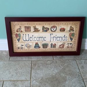 Country decor welcome framed picture